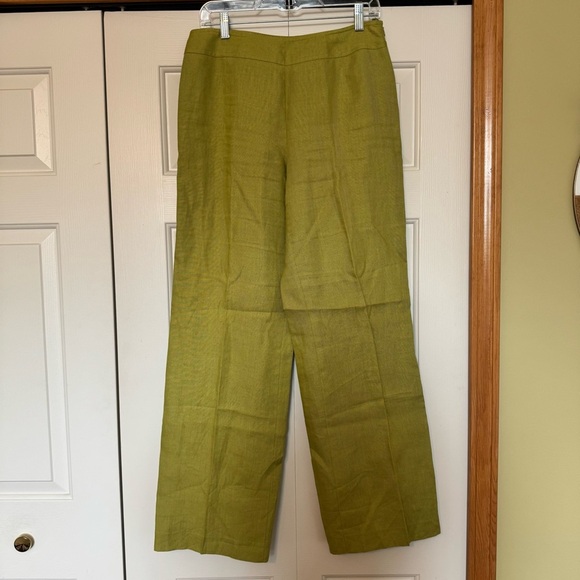 Talbots Chartreuse 100% Irish Linen Pants - Picture 1 of 6